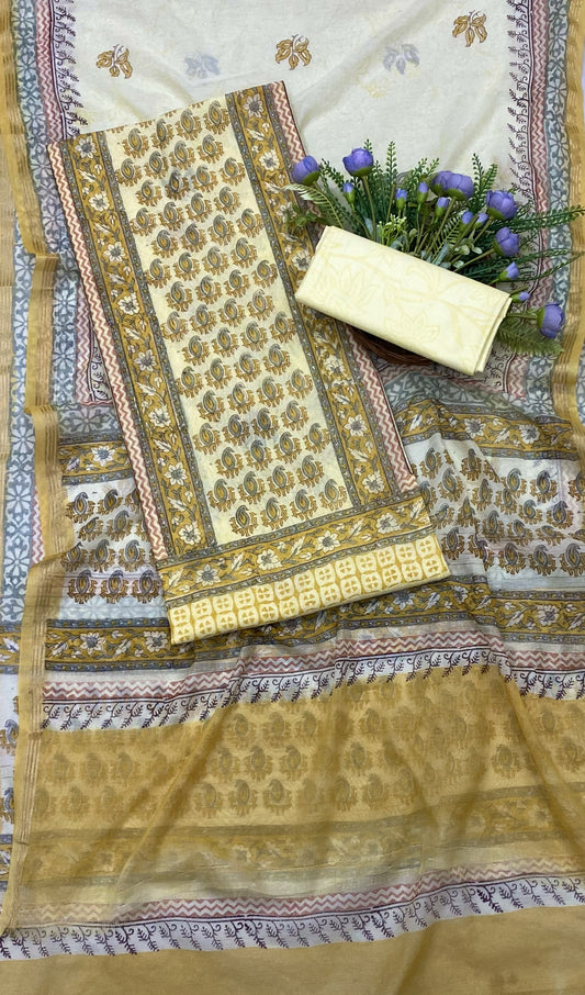 352B Cotton mustard yellow suit Fabric / CKC Cotton Bazaar