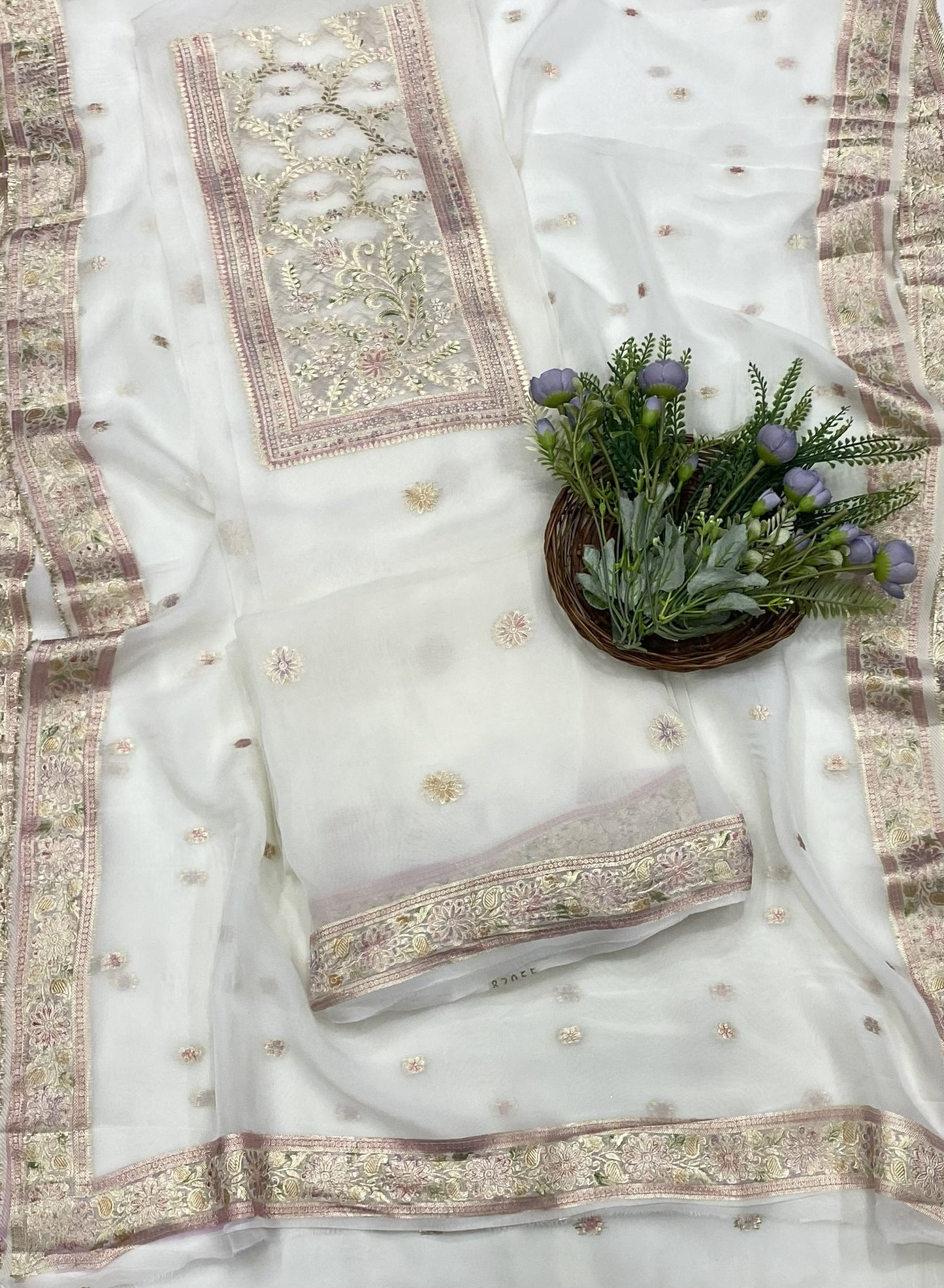 324B Organza off White suits Fabric/ CKC Partywear Collection