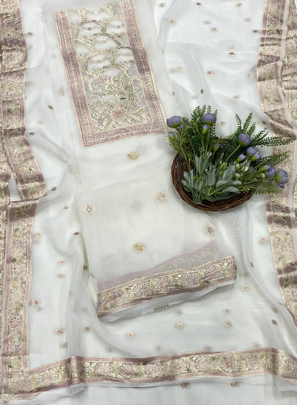 324B Organza off White suits Fabric/ CKC Partywear Collection