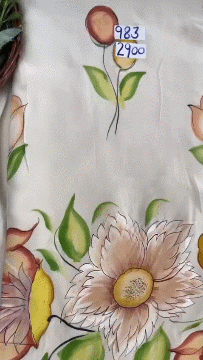 983 Crepe Cream Suit Fabric/ CKC Hand Painted Suits
