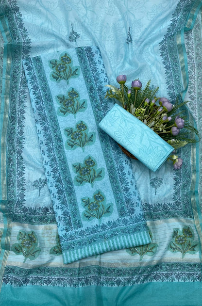 370B Cotton Sky Blue suit Fabric / CKC Cotton Bazar
