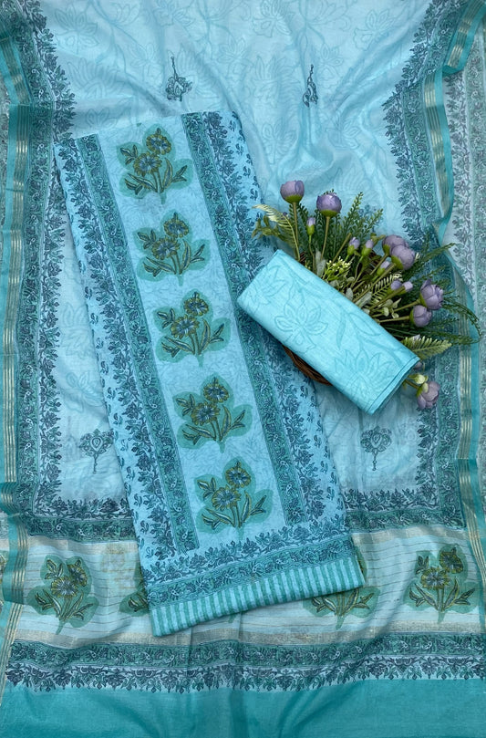 370B Cotton Sky Blue suit Fabric / CKC Cotton Bazaar