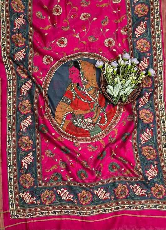 Ckc 94 Pure Maheshwari Magenta Suit Fabric / CKC Maheshwari Suits