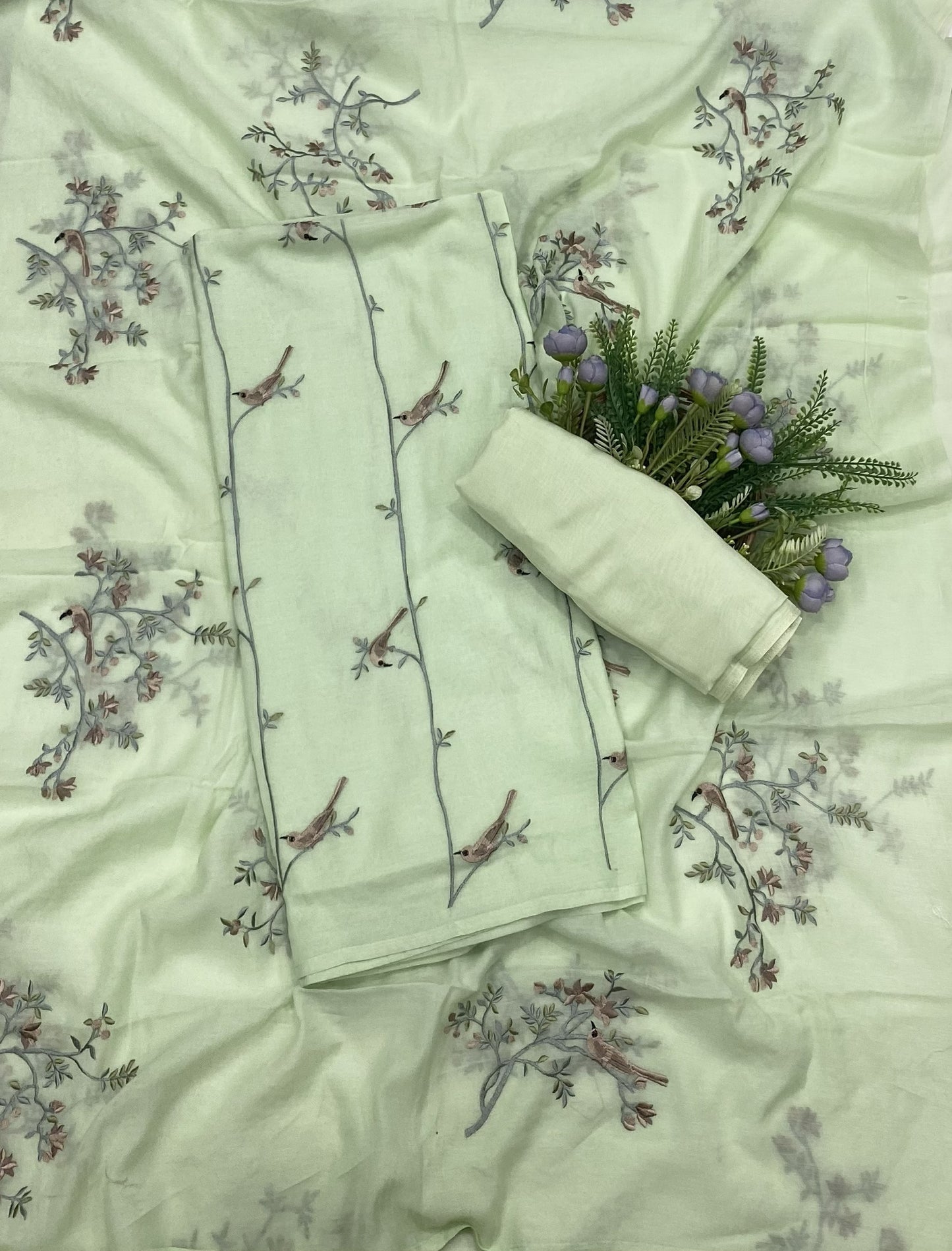 237A Mul Cotton Pista Green Suit Fabric/ CKC Mul Cotton