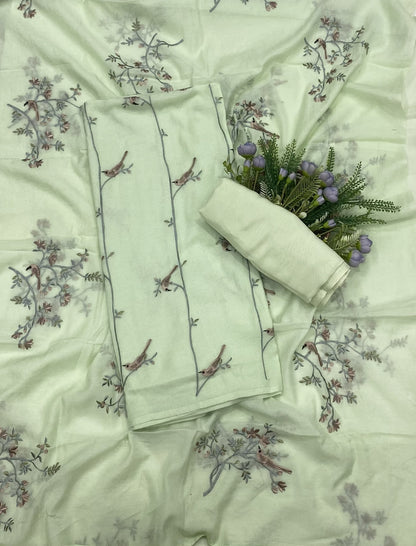 237A Mul Cotton Pista Green Suit Fabric/ CKC Mul Cotton