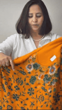 Ckc 385 Crepe Orange Suit Fabric/ CKC Phoolon Ka Ghar