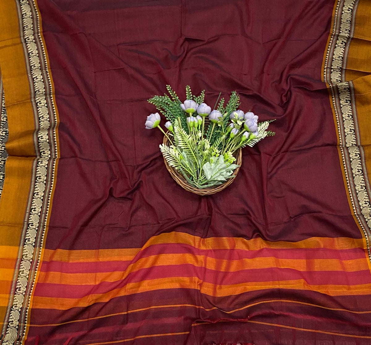 784D COTTON MEHROON WITH MUSTARD COTTON SUIT / CKC COTTON BAZAAR SUITS