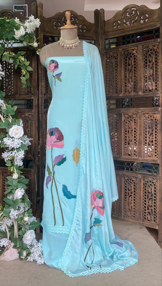 Crepe Blue Suit Collection / Hand Painted Suits Collection