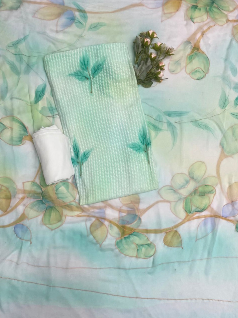Georgette Light Sea Green Suit Fabric / Summer Elegance