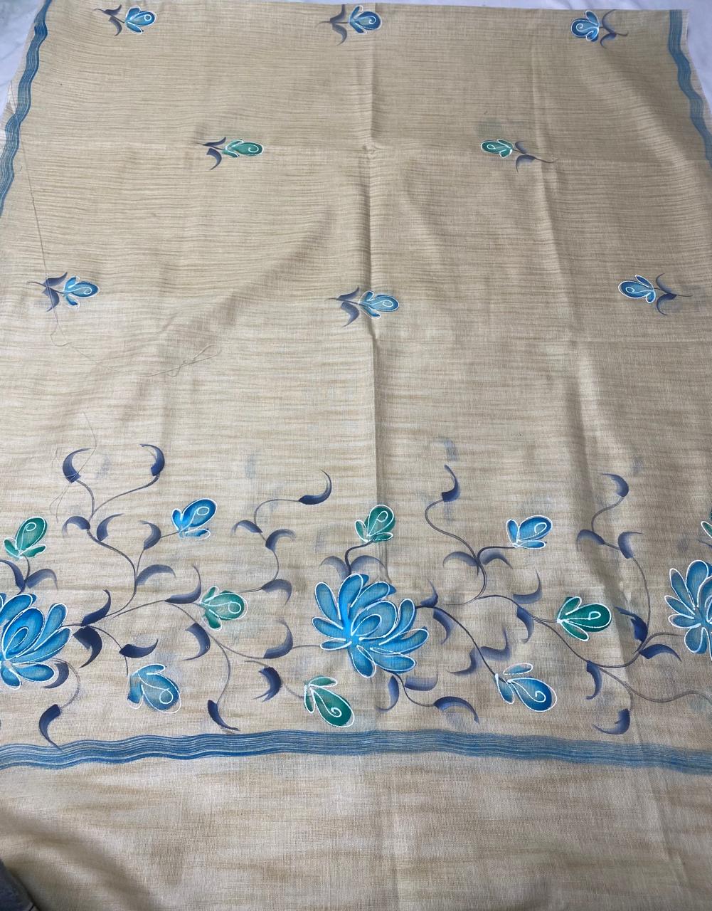 Tassar Cotton Blue Suit Fabric / Tassar Suits