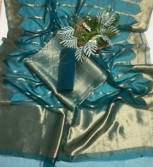 Brocade Peacock Green Suit Fabric / Banarasi Baithak