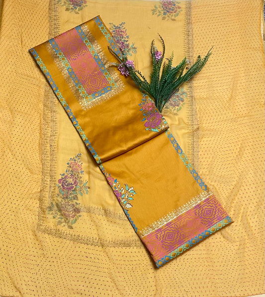 Cotton Modal Mustard Yellow Suit Fabric / Festive Vibe