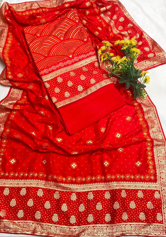 Banarasi Red Suit Fabric / Festive Vibe