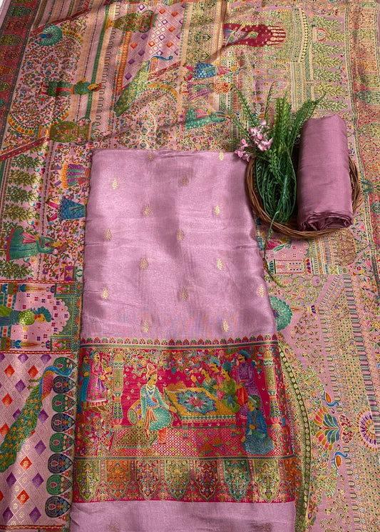 Banarsi Lilac Suit Fabric / Festive Vibe