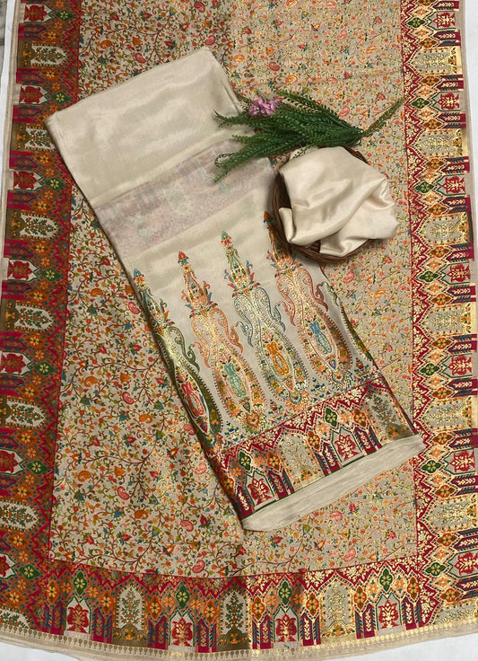 Banarsi Beige Suit Fabric / Festive Vibe