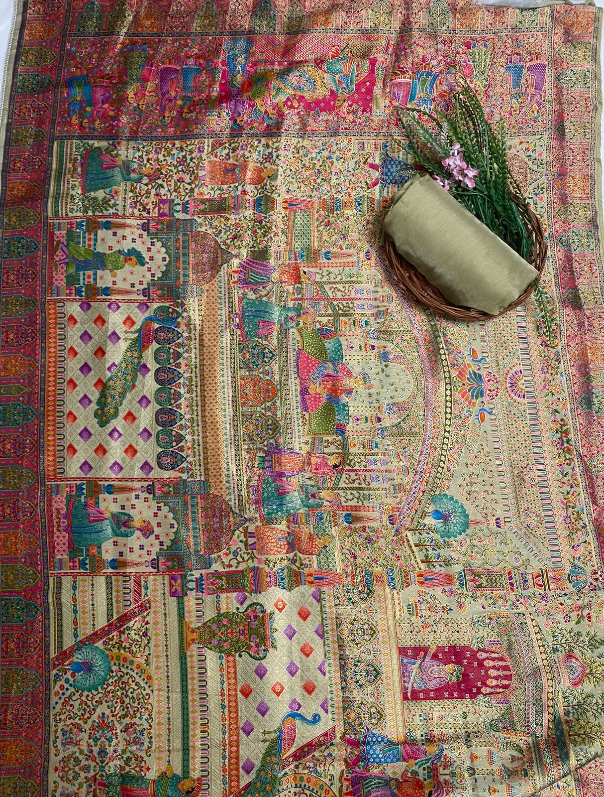 Banarsi Dusty Pista Green Suit Fabric / Festive Vibe