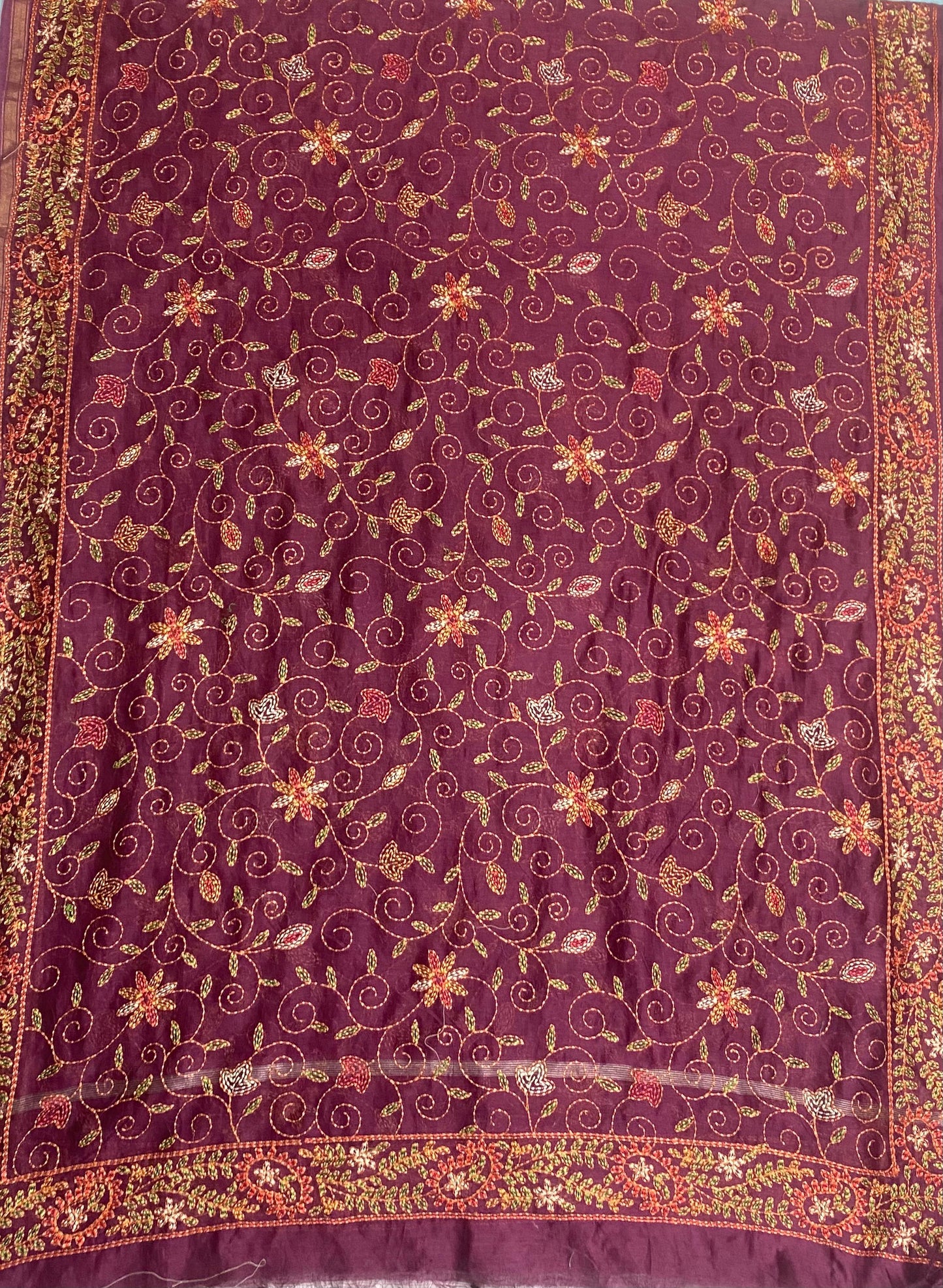 Pure Maheshwari Wine Suit Fabric / Festive Vibe