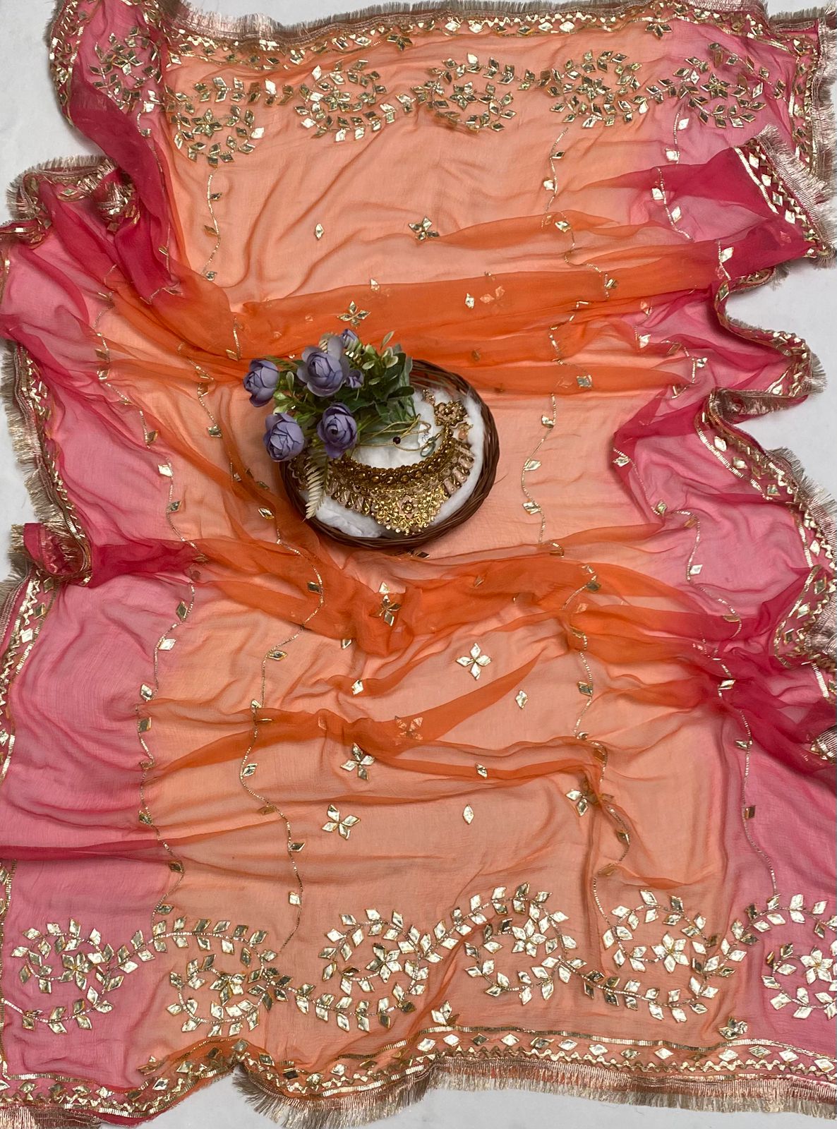 Shimmer Orange With Carrot Suit Fabric / Festive Vibe