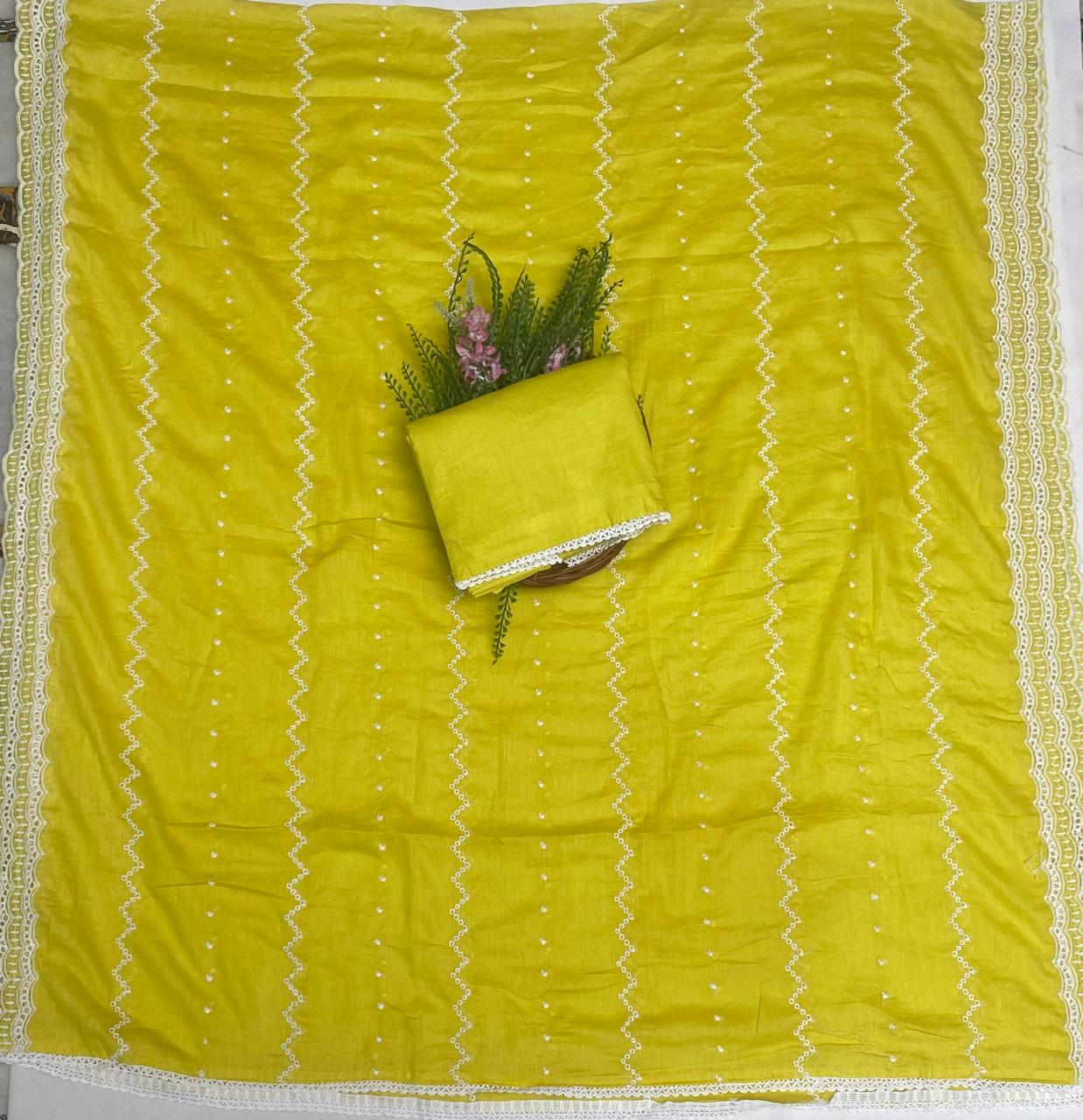 Cotton Parrot Green Suit Fabric / Cotton Bazaar