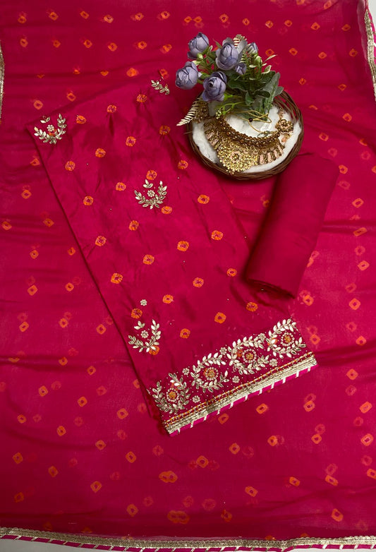 Gajji Silk Magenta Suit Fabric / Festive Vibe