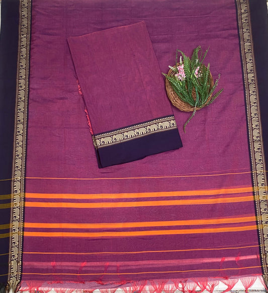 Handloom Cotton Purple Suit Fabric / Cotton Bazaar