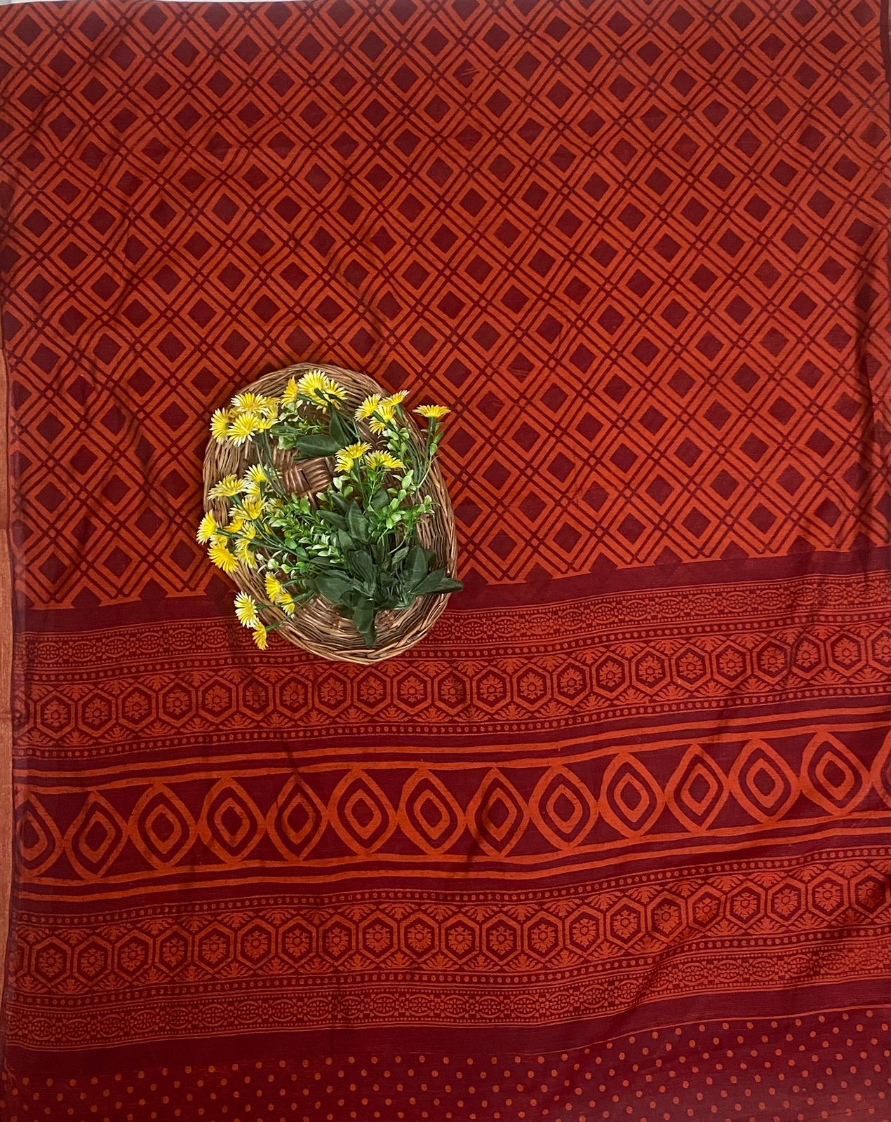Maheshwari Silk Blue With Maroon Suit Fabric / Festive Vibe