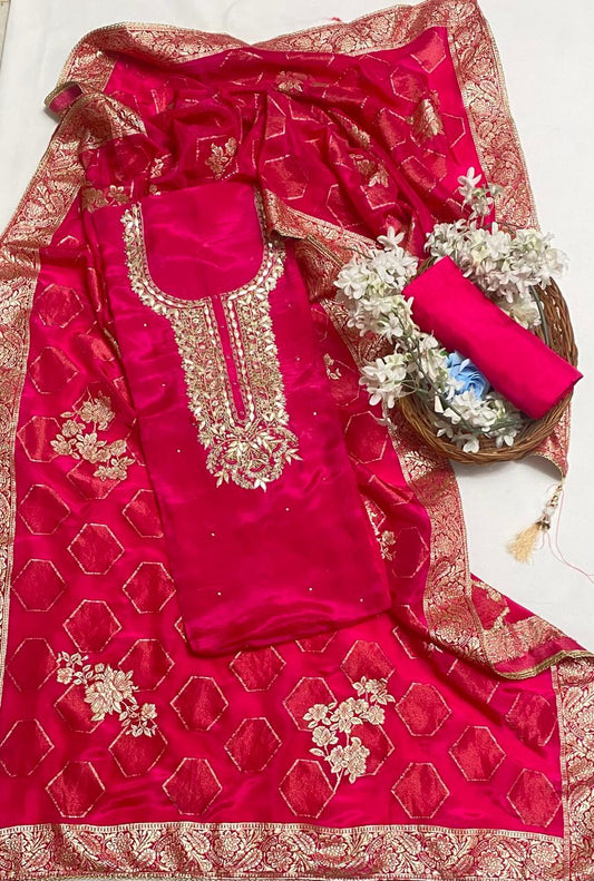 Uppada Silk Magenta Suit Fabric / Festive Vibe