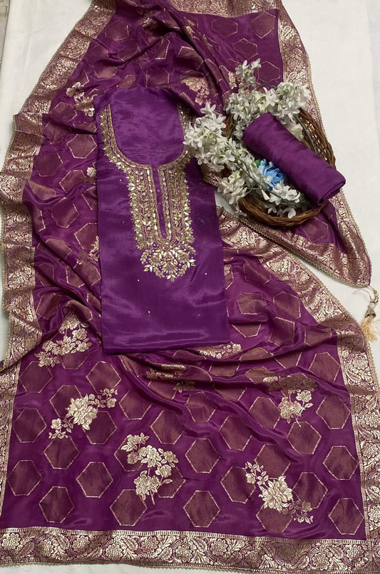 Uppada Silk Purple Suit Fabric / Festive Vibe