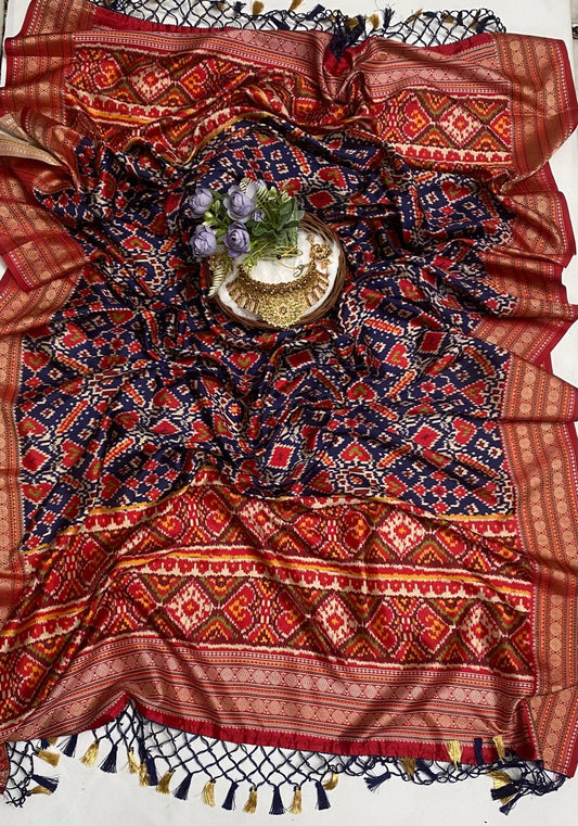 Gajji Silk Navy Blue Dupatta Fabric / Festive Vibe