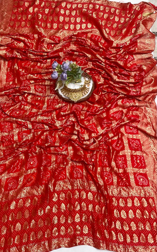 Banarasi Dola Silk Red Dupatta Fabric / Festive Vibe