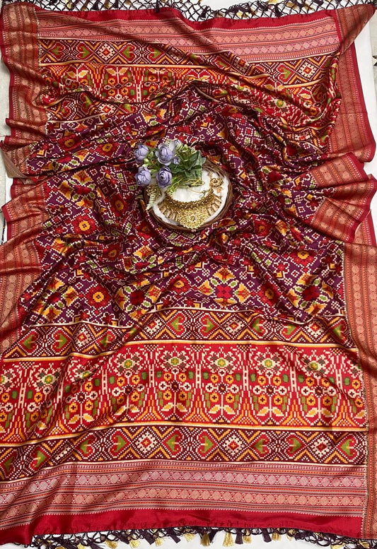 Gajji Silk Wine Dupatta Fabric / Festive Vibe