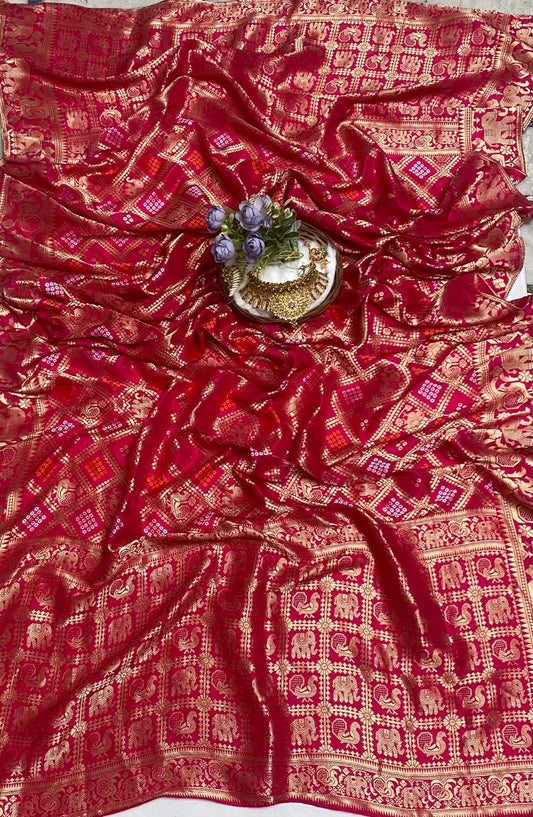Banarasi Dola Silk Magenta Dupatta Fabric / Festive Vibe