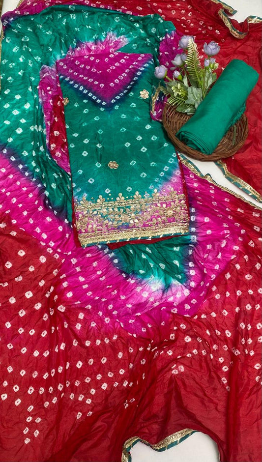 Semi Silk Sea Green Suit Fabric / Festive Vibe