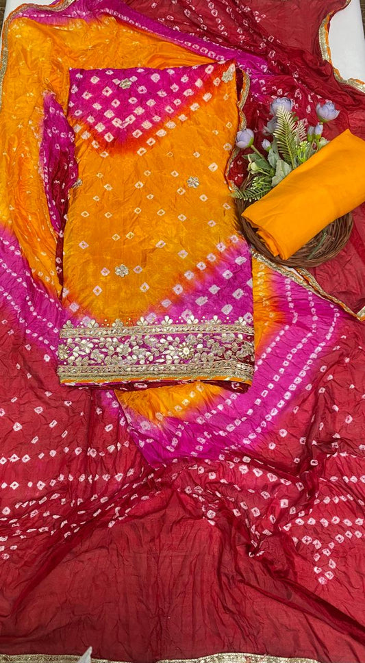 Semi Silk Yellow Suit Fabric / Festive Vibe