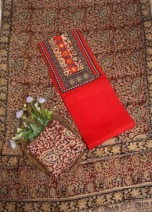 Cotton Red Suit Fabric / Cotton Bazaar