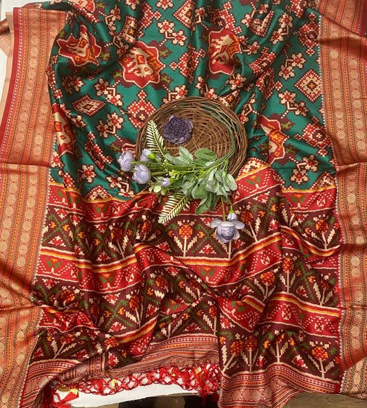 Gajji Silk Dark Green Dupatta Fabric / Festive Vibe