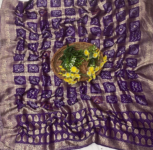 Banarasi Dola Silk Purple Dupatta Fabric / Festive Vibe