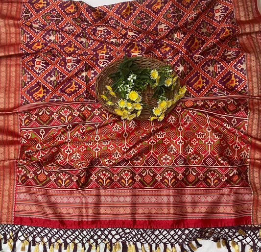 Gajji Silk Wine Dupatta Fabric / Festive Vibe