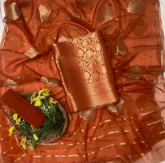 Brocade Brown Suit Fabric / Banarasi Baithak