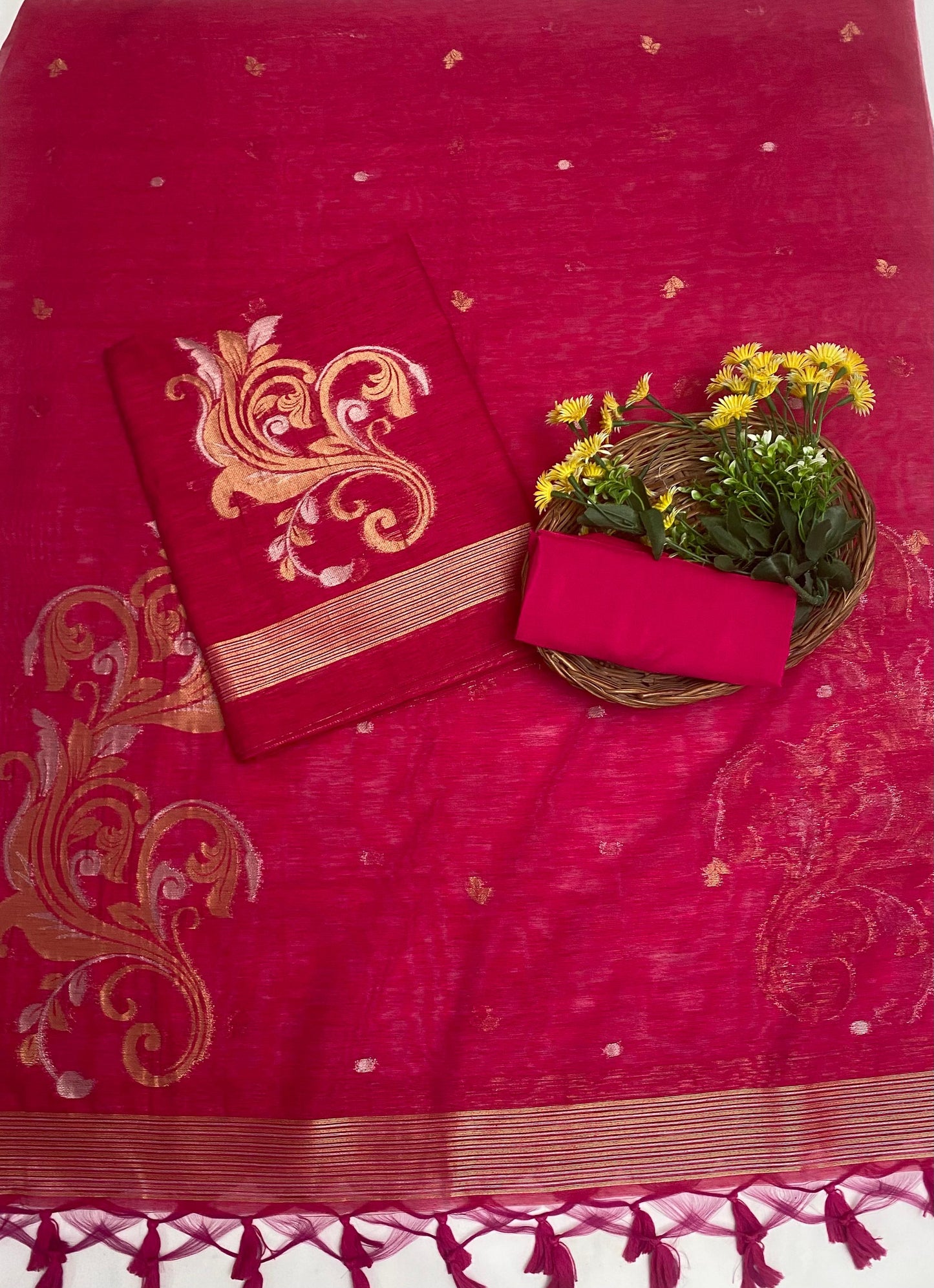 Jamdani Magenta Suit Fabric / Jamdani Suits