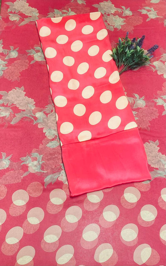 Crepe Polka Peach Suit Fabric/ Polka Story