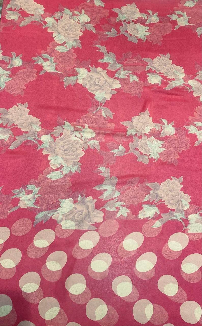 Crepe Polka Peach Suit Fabric/ Polka Story