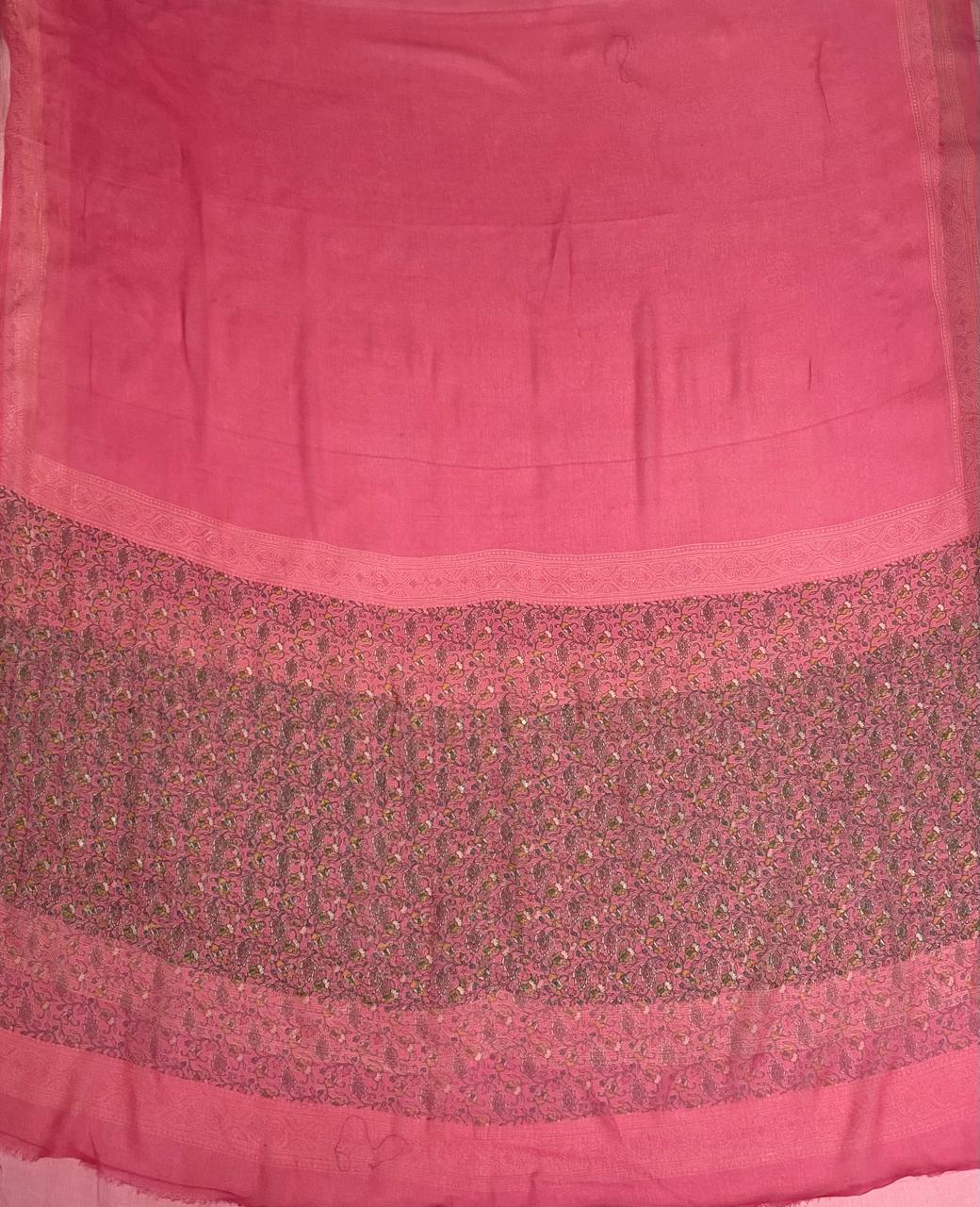 Crepe Pink Suit Fabric / Phoolon Ka Ghar