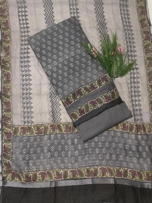 Pure Mal Cotton Grey Suit Fabric/ Cotton Bazaar