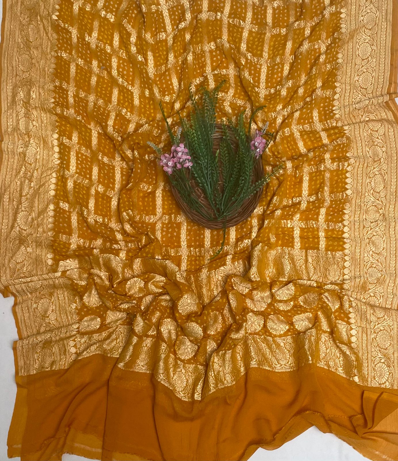 Banarasi Silk Musturd Yellow Suit Fabric/ Karwachauth Collection