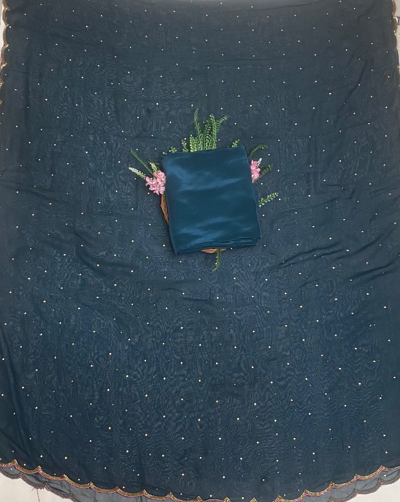 Georgette Navy Blue Suit Fabric/ Karwachauth Collection