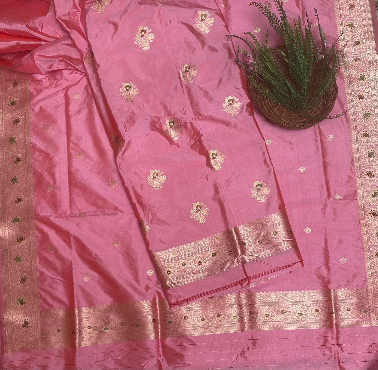 Pure Silk Pink Suit Fabric/ Karwachauth Collection