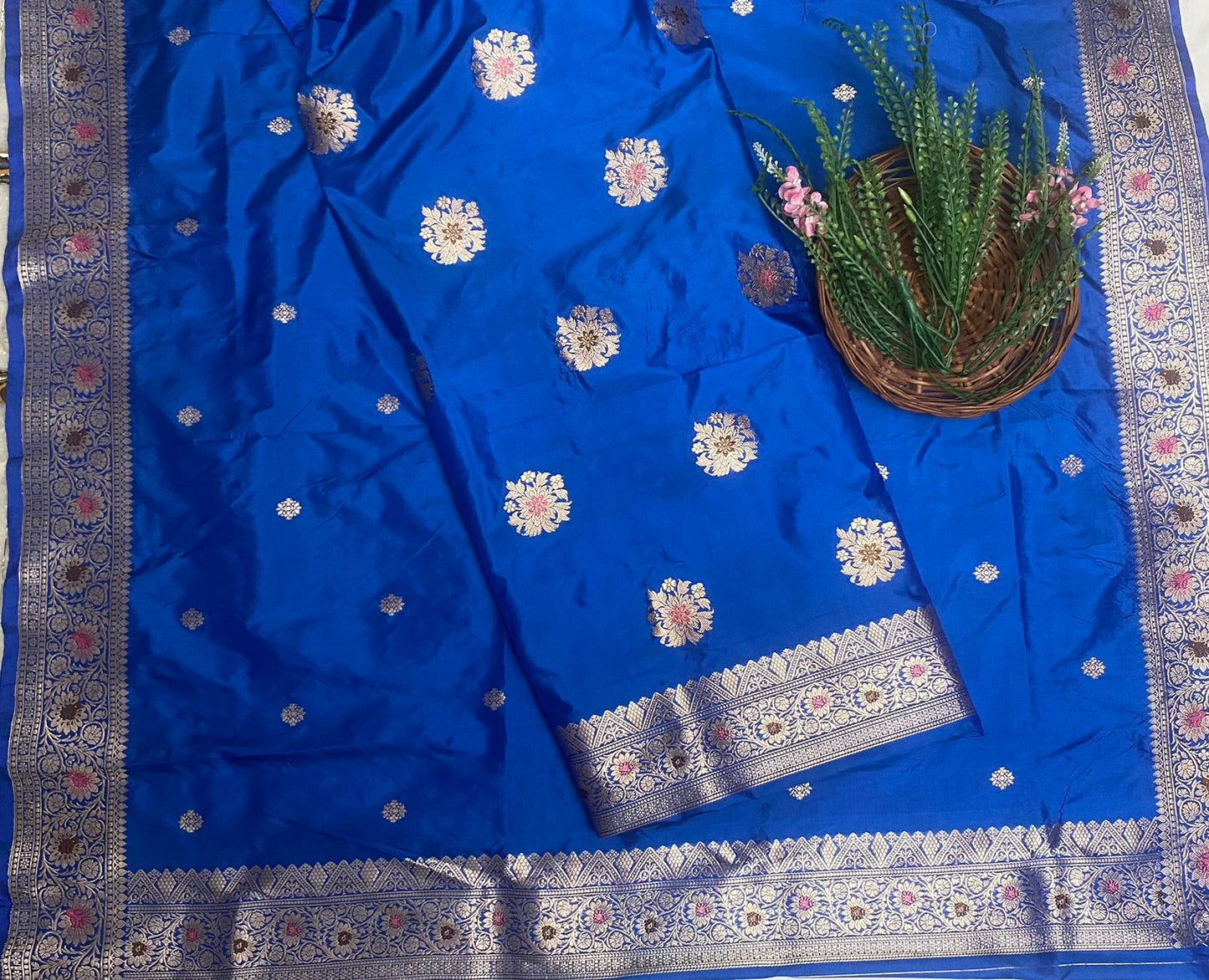 Pure Silk Navy Blue Suit Fabric/ Karwachauth Collection