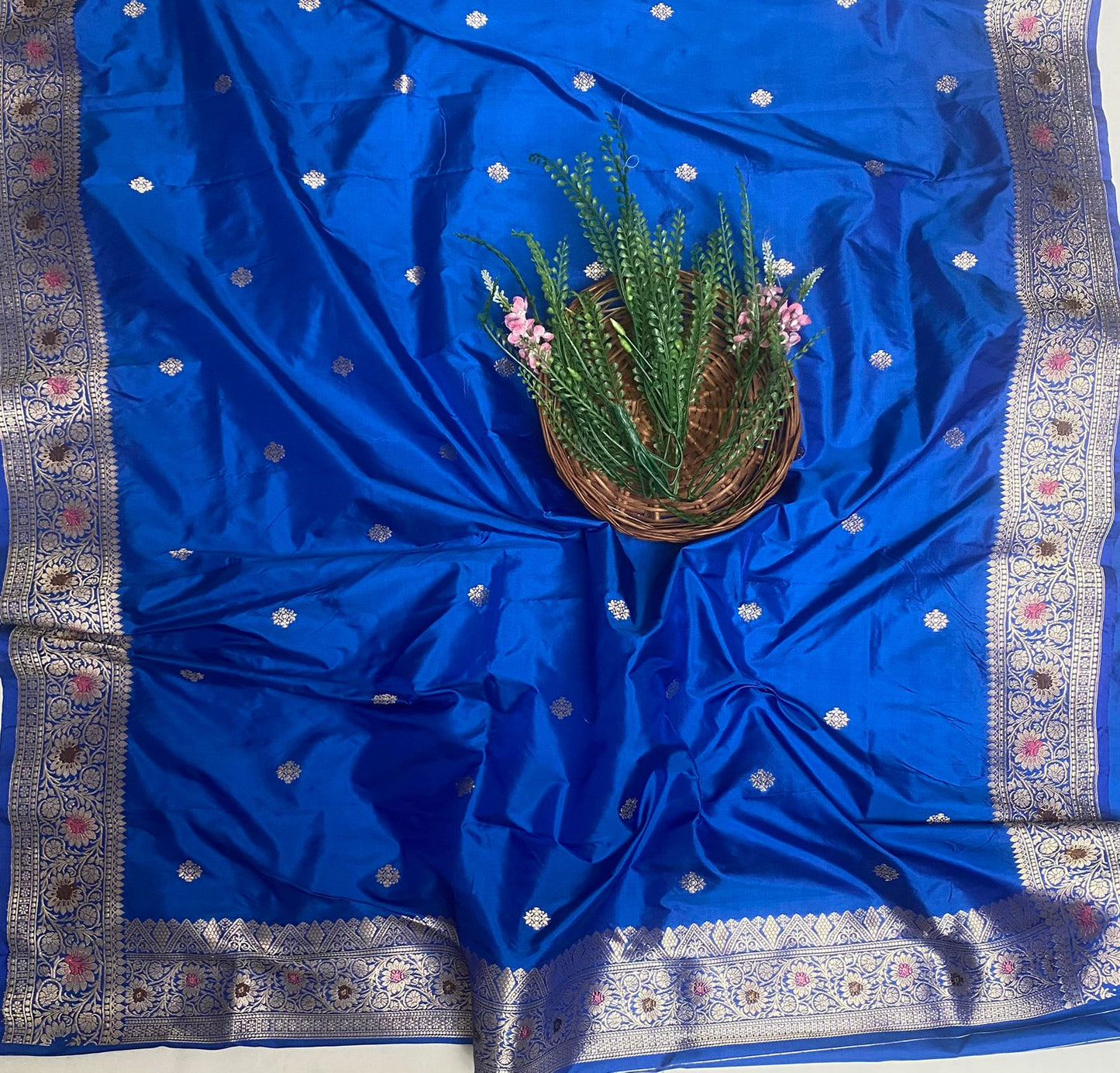 Pure Silk Navy Blue Suit Fabric/ Karwachauth Collection