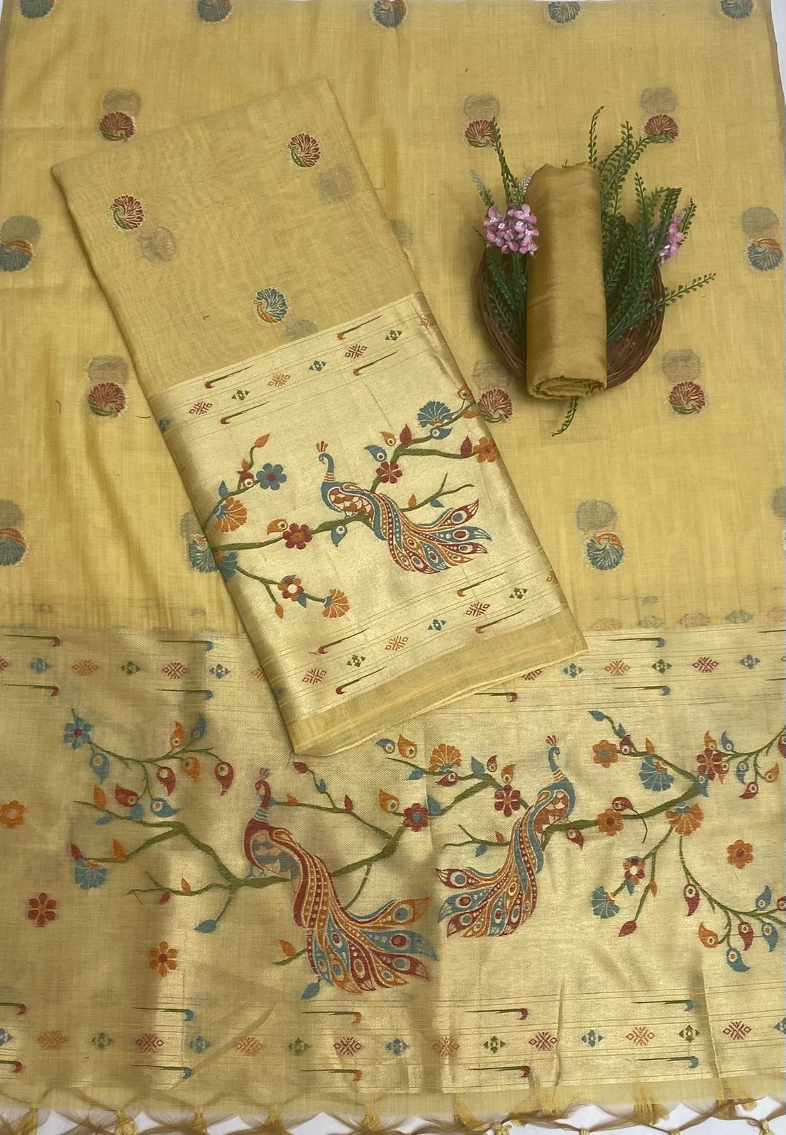 Jamdani Golden Suit Fabric / Jamdani Suits